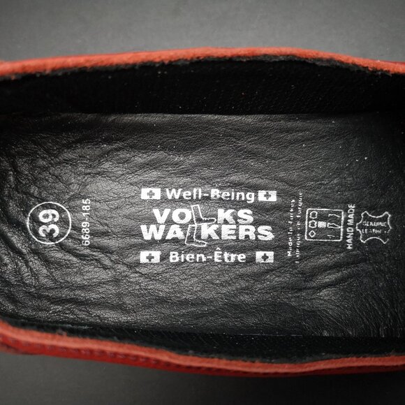 Volks Walkers Ladies Size 39 (Approx. 8-8.5 US) Red w/ Flower Leather Flats - Picture 3 of 7